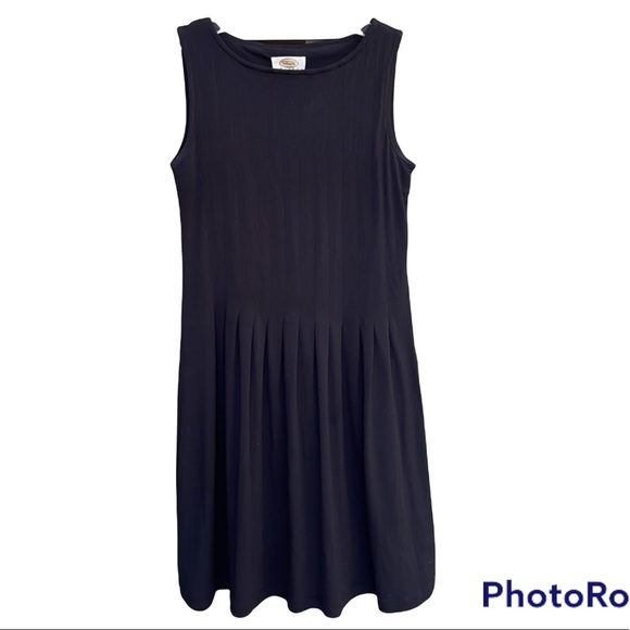 Talbots Petites Black Pleated Sleeveless A-line Dress - Picture 1 of 8